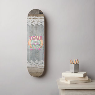 Rustikale Spitzen- und Holzboho-Boutique-Bauern Ma Skateboard