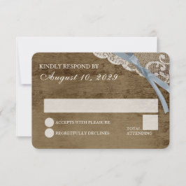 Rustikale Spitzen- und Holzhochzeit RSVP Einladung