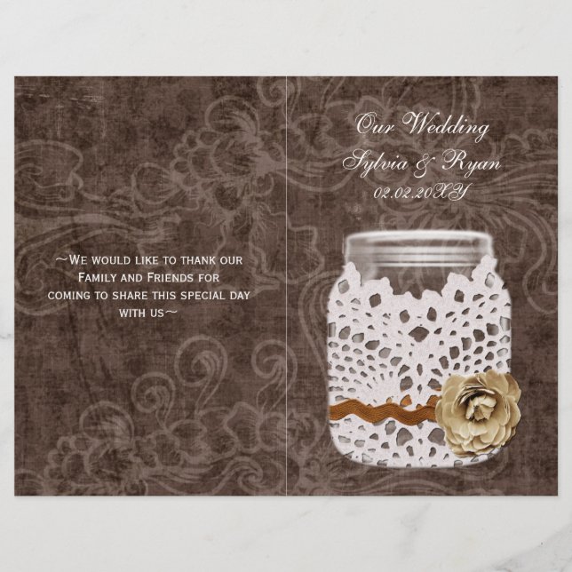 Rustikale Spitzen wrapped Mason Jar Wedding (Vorderseite)