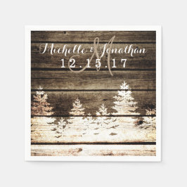 Rustikale Stallholz Pine Trees Winter Wedding Napk Serviette