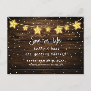 Rustikale Star-Leuchten Save the Date Postkarte