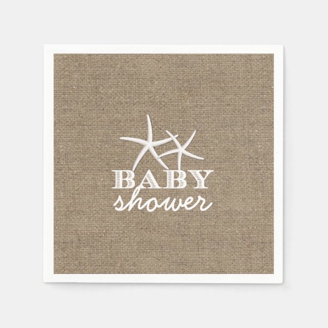 Rustikale Starfish Burlap Baby Dusche Serviette (Vorderseite)