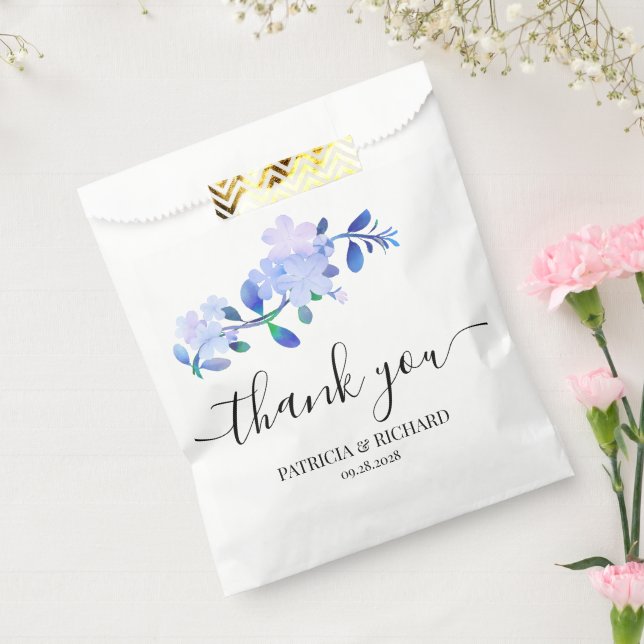 rustikale, staubblaue, aquarellartige Blumen & Blä Geschenktütchen (Versiegelt)