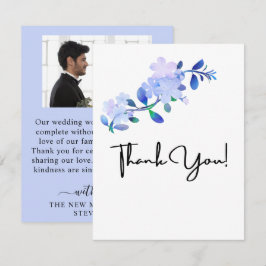 rustikale staubblaue Wasserfarben-Blume & Blätter Dankeskarte