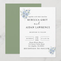 rustikale staubblaue Wasserfarben Blumen & Blätter