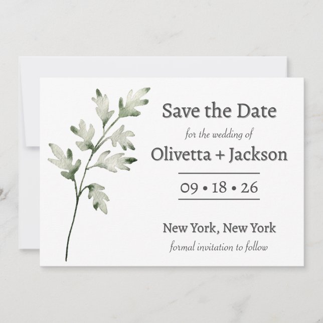 Rustikale staubblaue Wildblume Save The Date (Vorderseite)