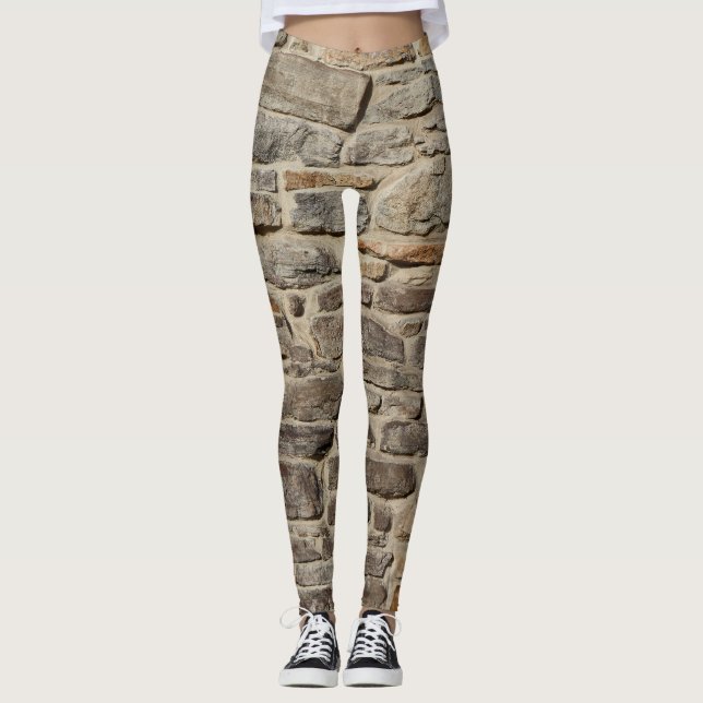 Rustikale Steinmauer, strukturierte Dekoration Leggings (Vorderseite)