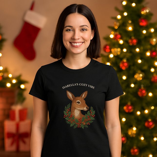 Rustikale Stickereien Grüntöne Weihnachten T-Shirt (Von Creator hochgeladen)