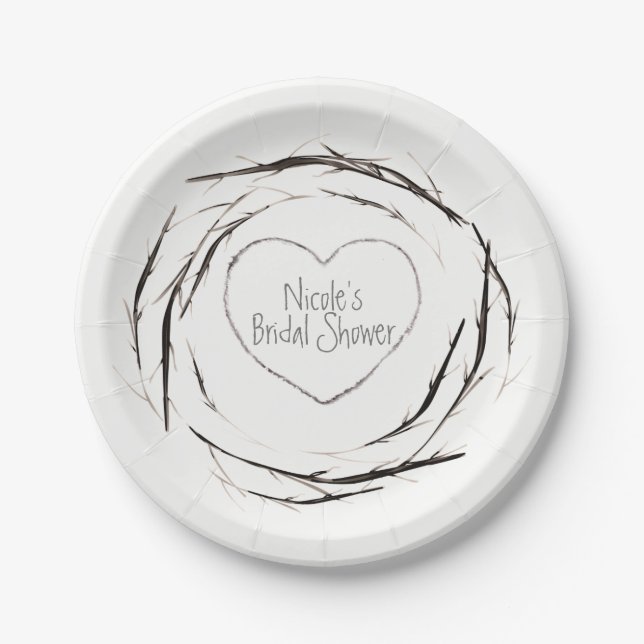 Rustikale Sticks Twigs Branches Kreath Custom Part Pappteller (Vorderseite)