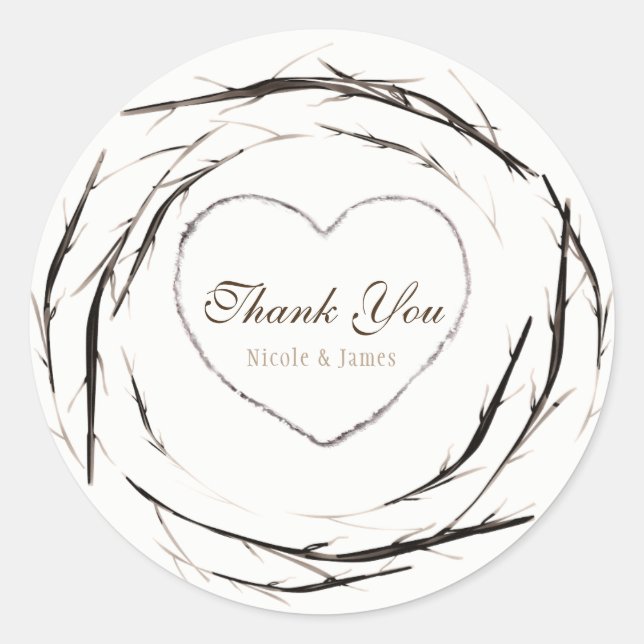 Rustikale Sticks Twigs Branches Wreath Custom Gevo Runder Aufkleber (Vorderseite)