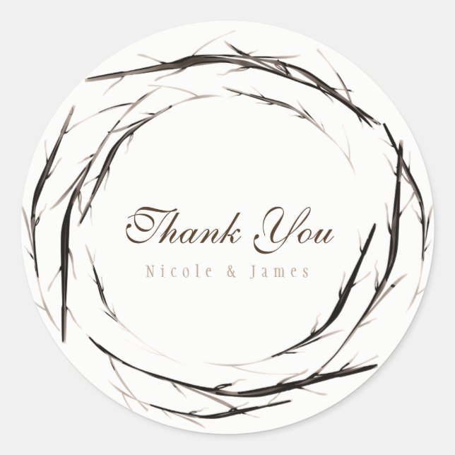 Rustikale Sticks Twigs Branches Wreath Custom Gevo Runder Aufkleber (Vorderseite)