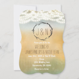 Rustikale Sticks Wreath & Lights Hochzeitseinladun Einladung