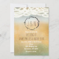 Rustikale Sticks Wreath & Lights Hochzeitseinladun