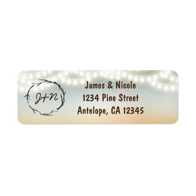 Rustikale Sticks Wreath String Lights Adressenmark (Vorne)