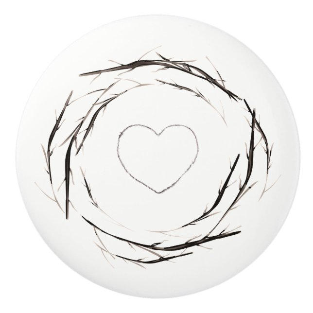 Rustikale Sticks Zweige Zweigstellen Wreath Countr Keramikknauf (Vorderseite)