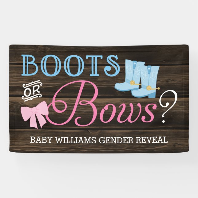 Rustikale Stiefel oder Bows Gender Reveal Baby Dus Banner (Horizontal)