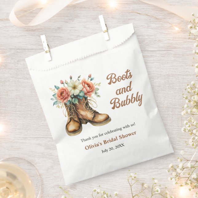 Rustikale Stiefel und Bubbly Western Brautparty Geschenktütchen (Ausgeschnitten)