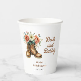 Rustikale Stiefel und sprudelige Western-Brautpart Pappbecher