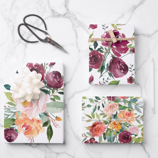 Rustikale, stilvolle Bouquets mit Blumenmotiven Geschenkpapier Set (Vorderseite)