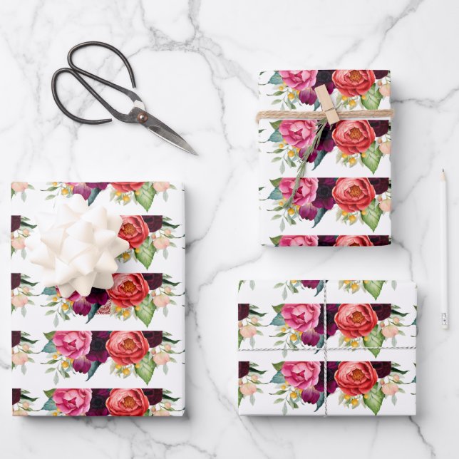 Rustikale, stilvolle Bouquets mit Blumenmotiven Geschenkpapier Set (Vorderseite)
