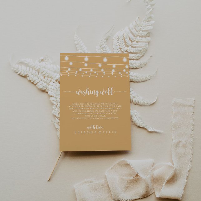 Rustikale Strandleuchten Gelbe Hochzeit wünschend  Begleitkarte (Von Creator hochgeladen)