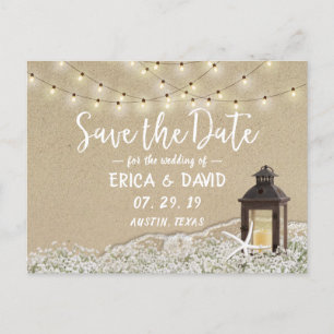 Rustikale Strandleuchten Save the Date Ankündigungspostkarte