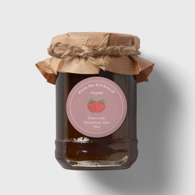 Rustikale Strawberry-Marmelade Runder Aufkleber (Rustic Strawberry Jam Label Sticker)