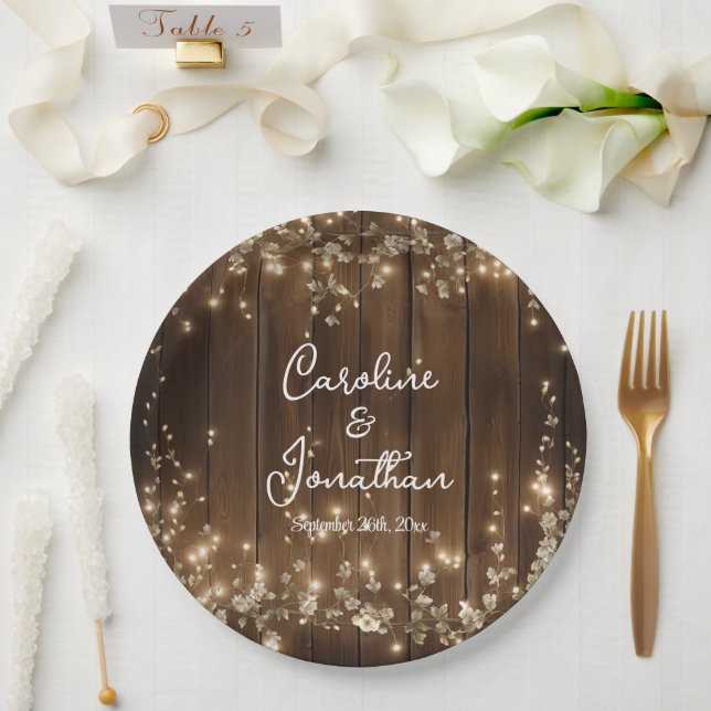 Rustikale Streichellichtblüte Pappteller (Hochzeit)