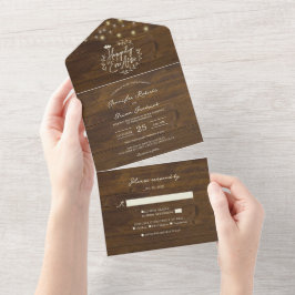 Rustikale Streichellichter sind nach Hochzeit glüc All In One Einladung