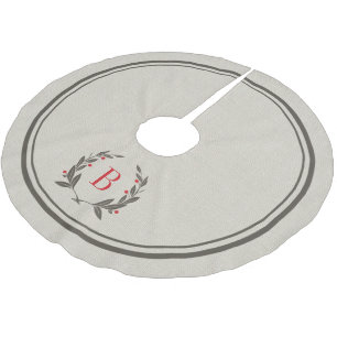 Rustikale Streifen und Kleider-Monogramm-Baumrock Polyester Weihnachtsbaumdecke