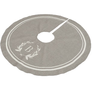 Rustikale Streifen und Kleider-Monogramm-Baumrock Polyester Weihnachtsbaumdecke