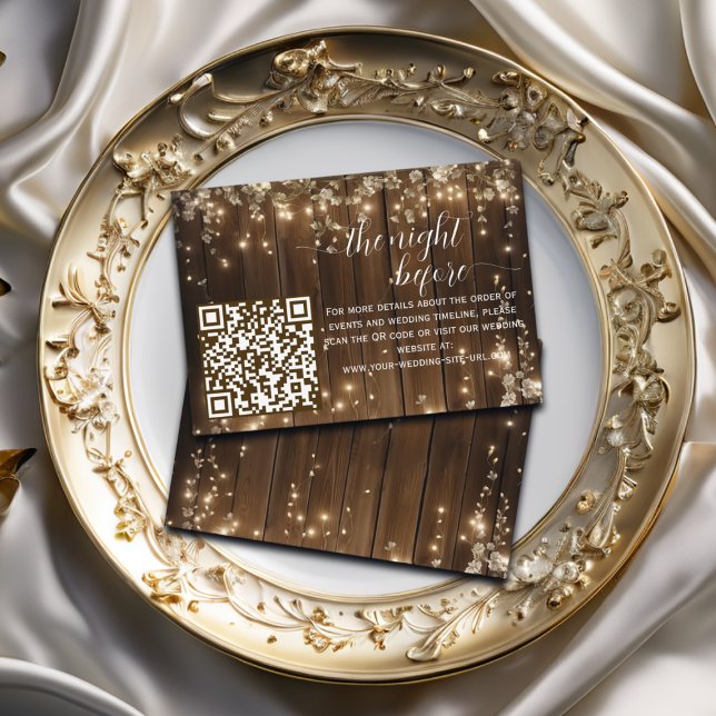 Rustikale String leuchtet QR Code die Nacht vor Begleitkarte (Von Creator hochgeladen)