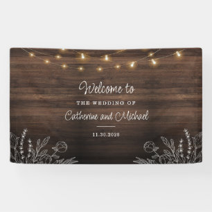 Rustikale String Lights Begrüßung Banner