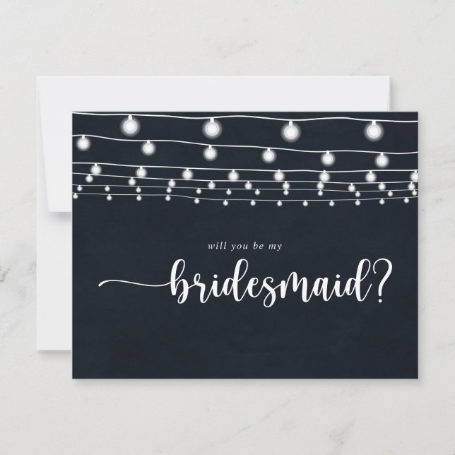 Rustikale String Lights Bridesmaid Vorschlag Note  Mitteilungskarte (Vorderseite)