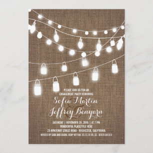 Rustikale String Lights Burlap Engagement Party Einladung