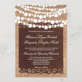 Rustikale String Lights Burlap Wedding Einladungen