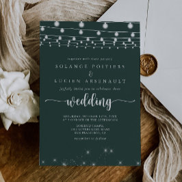 Rustikale String Lights Grüne Hochzeit Einladung