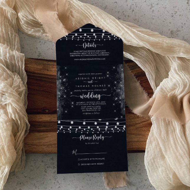 Rustikale String Lights Hochzeit All In One Einladung (Von Creator hochgeladen)