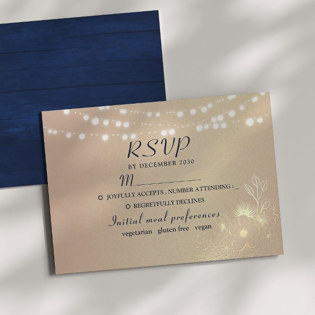 Rustikale String Lights Hochzeit RSVP-Karte RSVP Karte (Von Creator hochgeladen)