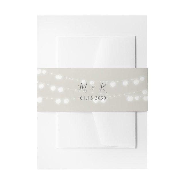 Rustikale String Lights Hochzeitband Einladungsbanderole (Vorderseite Beispiel)