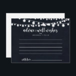 Rustikale String Lights Hochzeitberatungskarte Postkarte<br><div class="desc">Diese rustikale Saitenleuchter-Hochzeitsratenkarte ist ideal für eine moderne Hochzeit. Das Design zeichnet sich durch schöne handbemalte Saitenleuchten in dunkelblauem Hintergrund aus. Diese Karten sind ideal für Hochzeiten,  Brautparty,  Babydusche,  Graduiertenfest u.v.m. Personalisieren Sie die Karten mit den Namen der Braut und Bräutigam,  den Eltern,  die Sie werden oder Absolvent.</div>