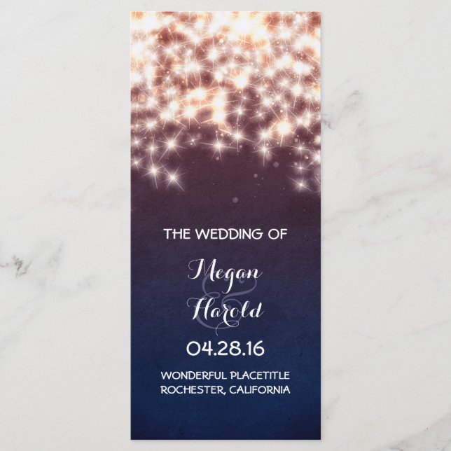 Rustikale String Lights Hochzeitsprogramme Programm (Vorderseite)