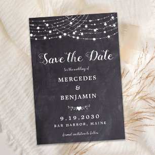 Rustikale String-Lights Hochzeitssonne speichern d Mitteilungskarte