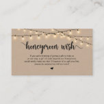 Rustikale String Lights, Kraft, Honeymoon Wish Begleitkarte<br><div class="desc">Das ist der moderne Rustikale Bauernhof Brown Kraft,  String Lights Design,  Black Script Minimalismus,  Schriftzeichen Schriftart,  Wedding Enclosure Card. Sie können die Farben des Schriftartes ändern und Ihre Hochzeitsdetails in den entsprechenden Schriftart / Schrift hinzufügen. #TeeshaDerrick</div>