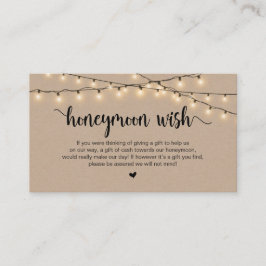 Rustikale String Lights, Kraft, Honeymoon Wish Begleitkarte
