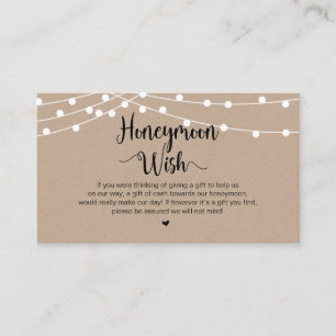 Rustikale String Lights, Kraft, Honeymoon Wish Begleitkarte