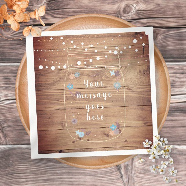 Rustikale String Lights Mason Jar Peronalized Serviette (Von Creator hochgeladen)