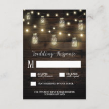 Rustikale String Lights Mason Jar Wedding RSVP Car