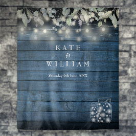 Rustikale String Lights Mason Jars Foto Hintergrun Wandteppich