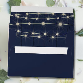 Rustikale String Lights Navy Blue Wood Wedding